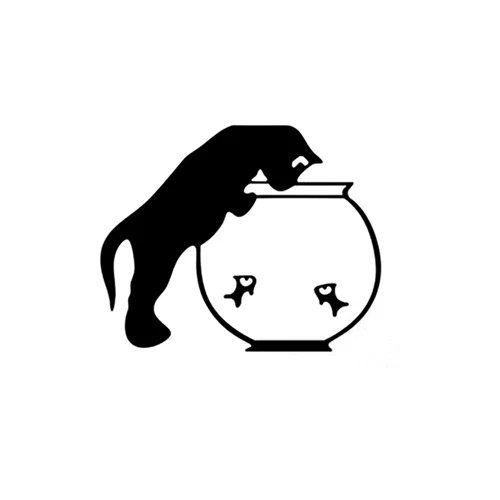 猫和金鱼碗适用于 Macbook 便携式电脑 车窗 SUV 墙面乙烯基贴花贴纸 — 第 2/4 张图片