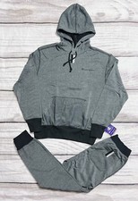 Champion Men 2pc Set Floss Stitch Authentic Hoodie Jogger Sz Medium Gray P