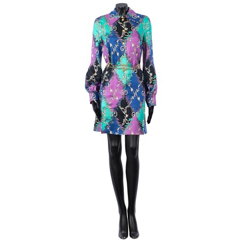 gucci wool silk dress NEW GUCCI G Hexagon Print Wool Silk Kaftan Dress 42 Melania Trump