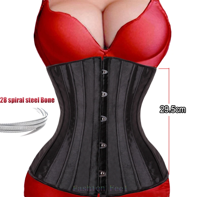 Fashion Women's Steel Boned Waist Trainer Underbust Corset Bustier Lingerie  with G-string Black 