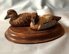 1985 Signed Charles S. Rabenstine Hand Carved Hand Painted Wood Miniature Ducks