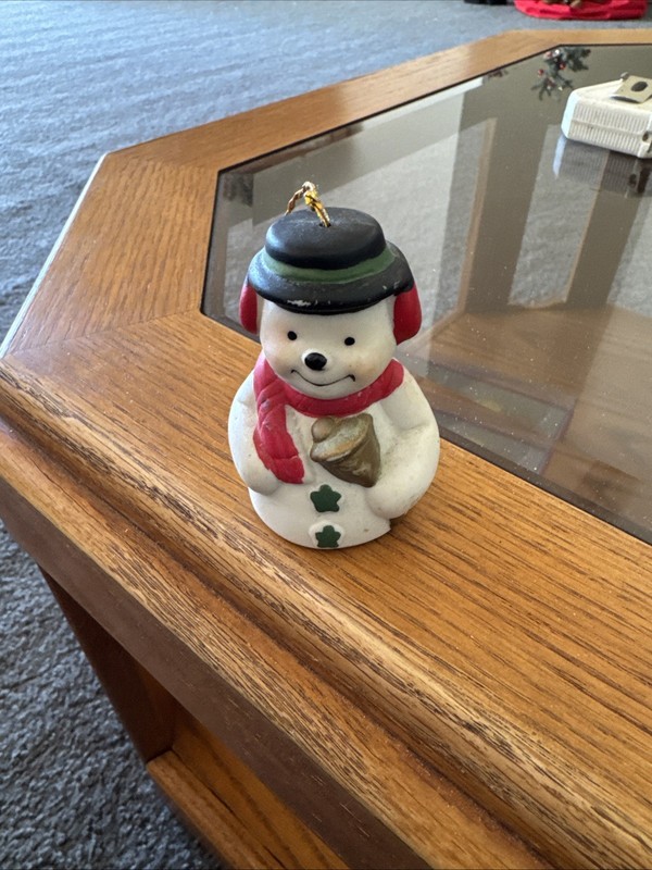 1985 Giftco Bell Snowman Christmas Ornament With Bell