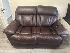 Brown Leather Recliner Sofa Set 3-piece 2 Seater And 2 Chairs Manual Recliners
