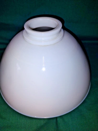 vtg 10" White Milk Glass Horizontal Ribs Torchiere Lamp Light Shade 2 7/8 Fitter