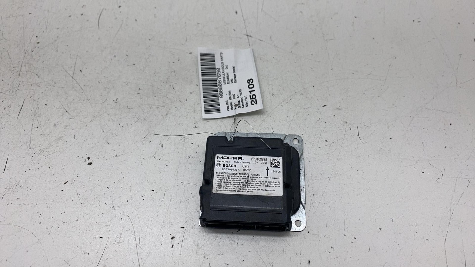 ⭕ 2014-2021 Maserati Ghibli Safety Restraint SRS Control Module Unit 670100885