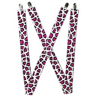 Buckle-Down Suspenders, Leopard White Fuchsia 1.5-Inch Wide Regular (Us Import)