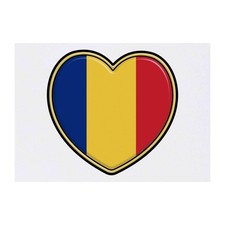 'Romania Flag Heart' Temporary Tattoos / Transfers TO00062261 