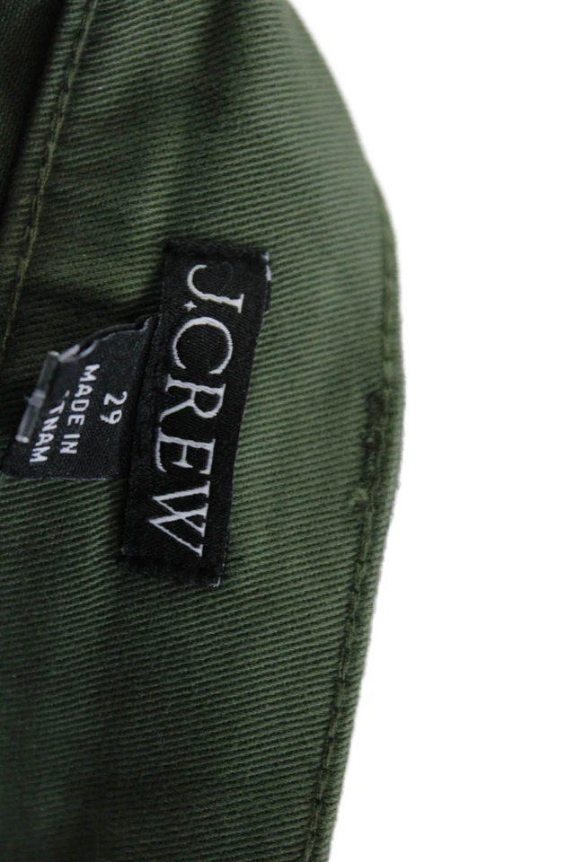 Calça J Crew feminina de algodão fecho de botão cintura alta perna larga verde tamanho 29 - Imagem 4 de 4