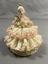 German Karl Klette Porcelain Lady Figurine Pink Lace