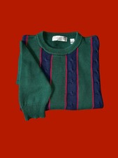 Vintage 90s John Ashford Green Cable Knit Crew Neck Sweater Size L Hong KongGOLF
