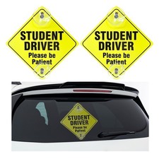 2PCS New Driver Safety Sign, 5''5'' Removable Sticker With Suction Cup, Pleas...