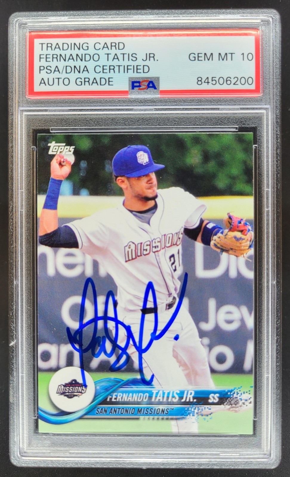 2018 Topps Pro Debut Fernando Tatis Jr. #55 PSA AUTH AUTO BM8 view 1