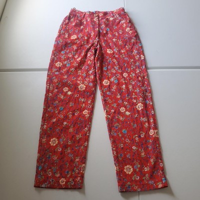 Forte_forte Le Stampe Pants Women 1/ 26 Red Floral Corduroy Straight Leg Italy