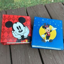 Vintage Disney Mickey Mouse Photo Album Scrapbook Set Red Blue