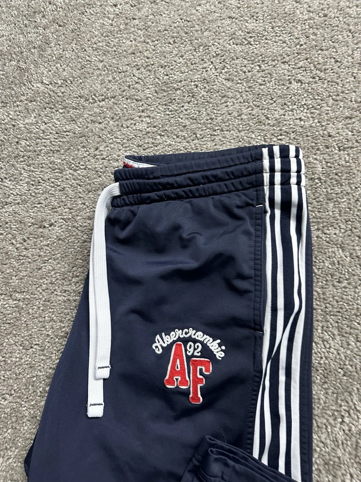Pantalones deportivos Y2K Vintage Abercrombie & Fitch Track Corbata Cintura Rayas Azul Marino M Foto 2 de 4