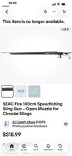 SEAC Elastico Fire Nero 100 Spearfishing Sling Open Muzzle New Open Box 100cm