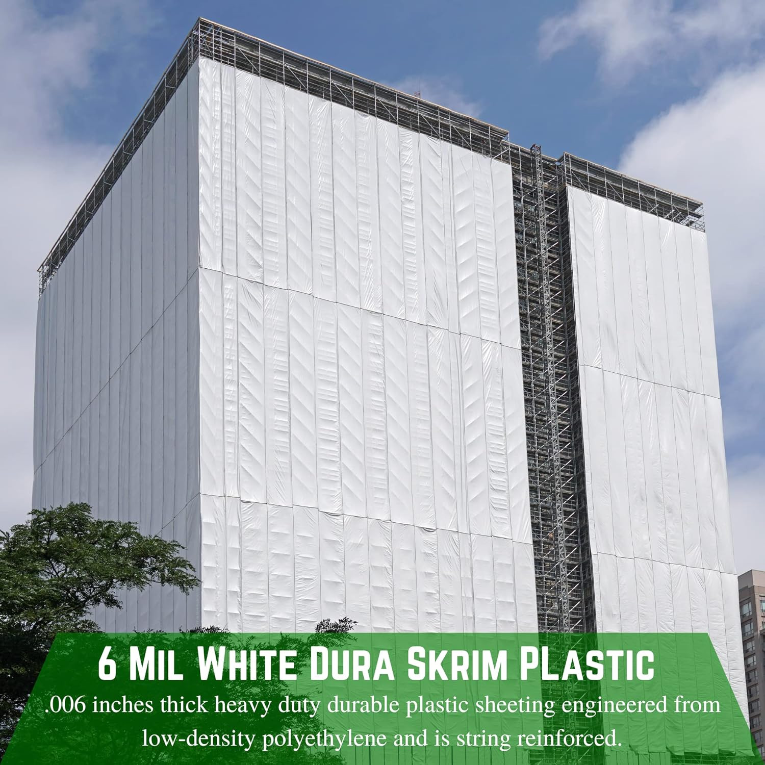 - Dura Skrim String Reinforced White Plastic Sheeting - 6 Mil - (10' X 25') - Re