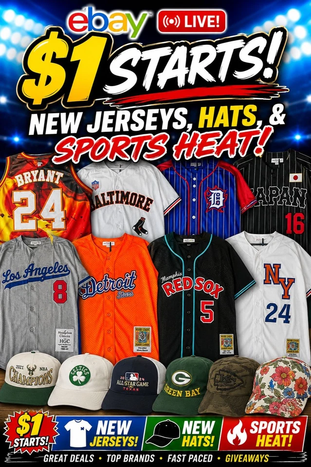 🔥⚾️ $1 STARTS | New Jerseys, Hats & Sports Heat! Lock in Chat!