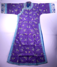 *Fine Old Chinese Purple Silk Embroidered Butterfly Robe Scholar Work of Art