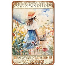 VOTHI Funny Garden 12x8inch, Gardening Because Murder is Wrong 1