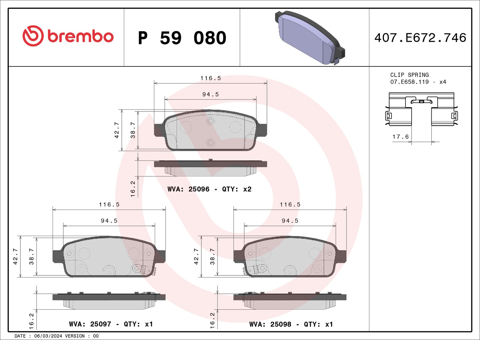 Brake Pads Set fits OPEL ZAFIRA C Rear 2011 on Brembo 0542039 13300868 0542040 - Image 44