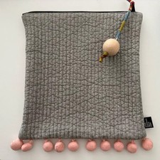 Kitty Bunny Pony Quilted Pink  Gray Pouch, Cute Accessory