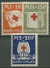 Finlandia 1930 Croce Rossa Bandiera simbolo nave vichinga 158/60 con piega