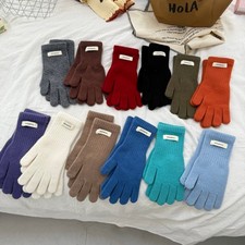 100 Wool Gloves Women' Winter Knitted Warm Touch Screen Riding Thickened Gloves