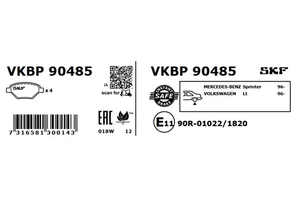 SKF Bremsbelagsatz, Scheibenbremse Hinterachse U.A. FüR MERCEDES-BENZ, VW-image