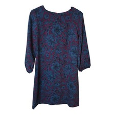 Ann Taylor Floral Teal/Burgundy Dress, Size 0