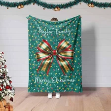 Family Christmas Blanket,Christmas Coquette Blanket,Family Name