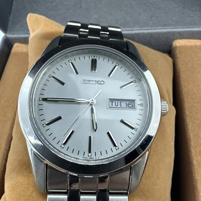 Vintage Seiko 7N43-0AM0 SCXC007 White Dial Quartz Men's Watch FREE