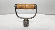 VINTAGE 1800's Cast Iron & Wood Garden Shovel Fork Tool D Handle Farm Decor