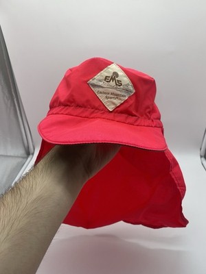 Vintage Eastern Mountain Sports Sun Hat Neon Pink Flap Small