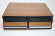 Vintage VHS Beta Tape Storage Cabinet 24 Tape Faux Wood Stackable Drawer Case