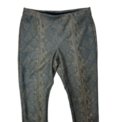 Pantalones ajustados Philosophy L marrón oliva estampado piel de serpiente imitación cuero nuevos con etiquetas - Imagen 1 de 10