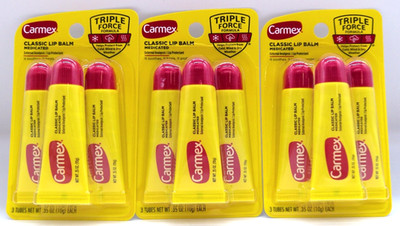 3PK- Carmex Classic Lip Balm, 9 Total .35 Oz. Tubes, No Exp.