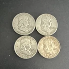 Franklin Half Dollar Silver 50C Coins 1952D,54D,57D,63D. Lot of 4 Circulated