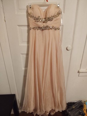 Sherri Hill Dress, Floor Length, Halter, Jeweled, Pale Pink Chiffon, Size 2