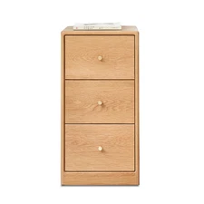 Modern Solid Oak Bedside Table with Drawers - Minimalist Oak Finish