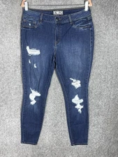Rewash Jeans Womens Size 12 Blue Skinny Distressed Stretch Back Pockets Mid Rise