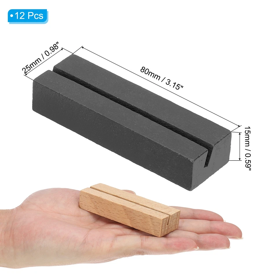 Wood Place Card Holder, 12Pcs Table Sign Number Holder Name Stands, Black - Image 2 of 4