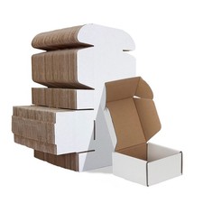 4x4x2 inches Boxes Set of 100, White Corrugated Cardboard Literature Mailer