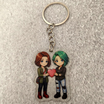 Life Is Strange Reunion Acrylic Keychain Max & Chloe Heart Fan Art Charm