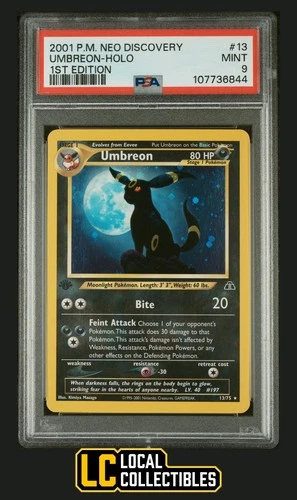 Umbreon 13/75 Holo 2001 Neo Discovery 1st Edition PSA 9 MINT SWIRL