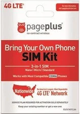 Page plus SIM CARD 4G LTE 3 in 1 Sim Kit, Black (Nano-Micro-Standard)