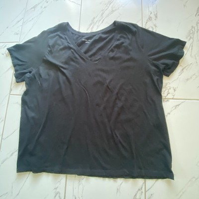 Ava And Viv Women 2X Black V Neck Short Sleeve T Shirt Top Made Haiti