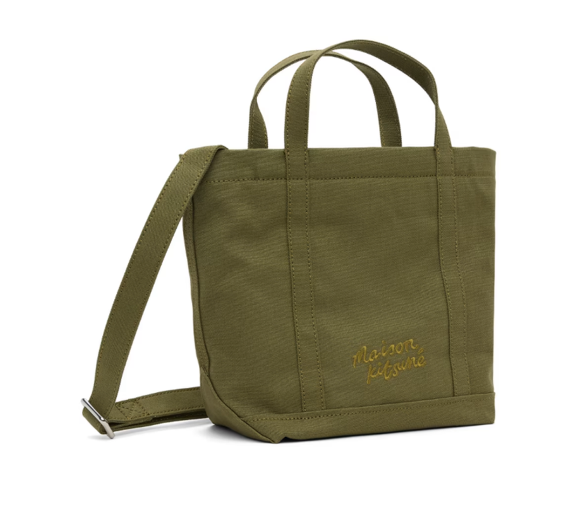 MAISON KITSUNÉ Paris 🦊 FOX HEAD SMALL TOTE MSRP$205 military