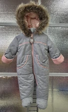 Jessica Simpson  Baby - Snowsuit - 6-9 Mo - Grey &Pink  - Hood - Bunting- Pram