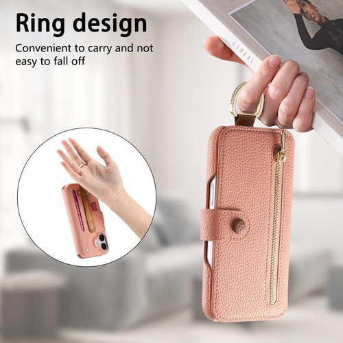 For iPhone 16 15 14 13 12 Pro Max Leather Ring Stand Cover Case With Card Wallet - Picture 11 of 31